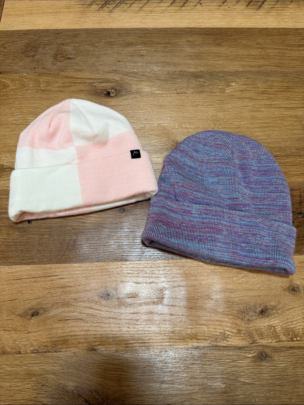 NWOT Kids Soft Knit Beanie Hats - Pink & Purple